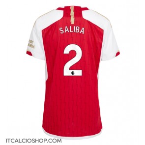 Arsenal William Saliba #2 Prima Maglia Femmina 2023-24 Manica Corta